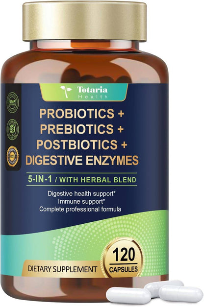 Probiotics + Prebiotics + posbioticos + 60 Billones de encimas X 120 Capsulas - Totaria Health