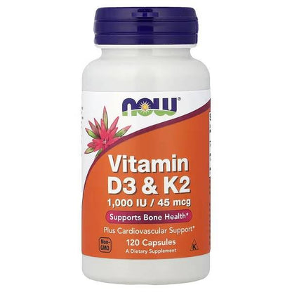 Vitamina D3 + K2 120 Capsulas - NOW