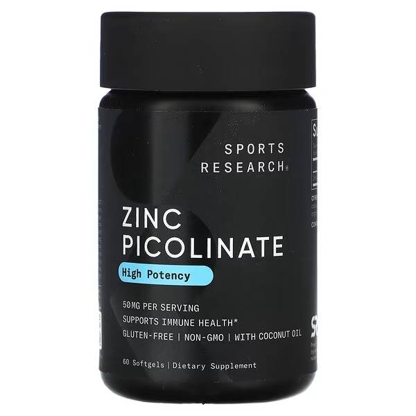 ZINC PICOLINATE HIGH POTENCY 50 MG 60 SOFTGELS - SPORTS RESEARCH