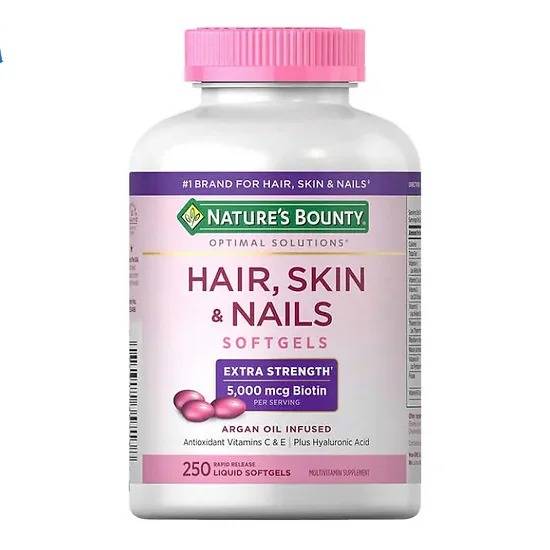 HAIR SKIN & NAILS 5000 MCG Ð 250 CçPSULAS | - NATURE'S BOUNTY