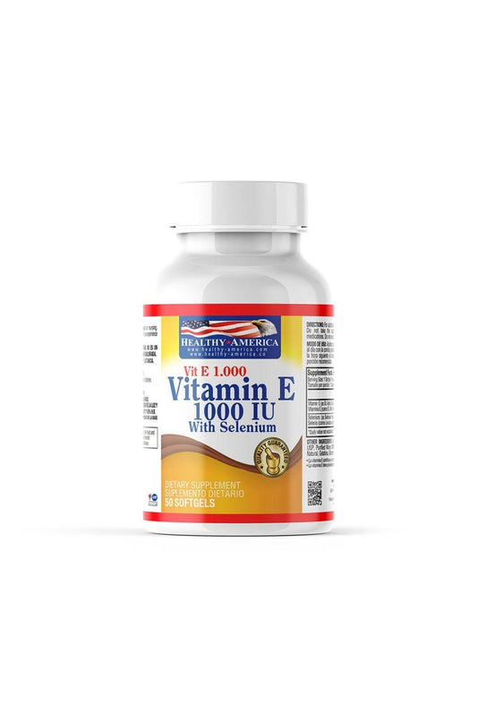 Vitamina E 1.000 Vitamin E 1000 IU with Selenium 50 Softgels - Healthy America