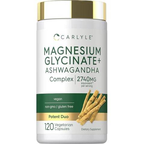 MAGNESIO GLYCINATE + ASHWAGANDHA 2740 MG 120 CÁPSULAS - CARLYLE