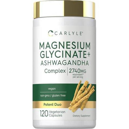 MAGNESIO GLYCINATE + ASHWAGANDHA 2740 MG 120 CÁPSULAS - CARLYLE