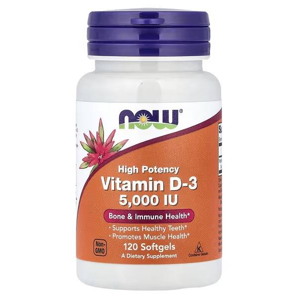 VITAMINA D3 5.000 IU 120 CAPSULAS GEL NOW - NOW FOODS
