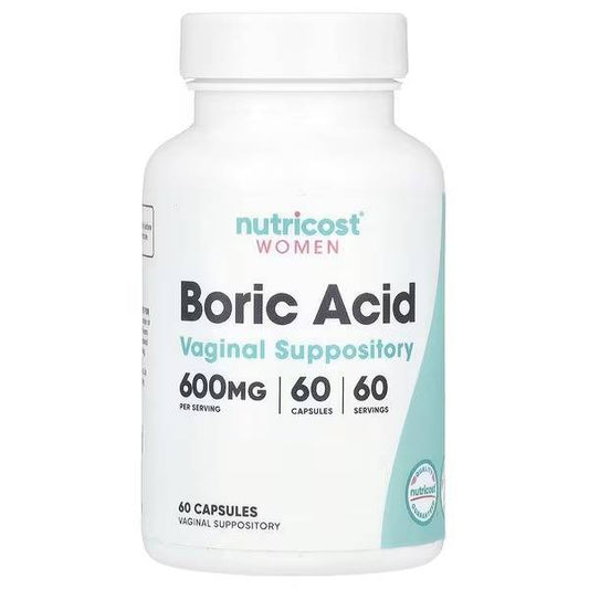 BORIC ACID 600 MG 60 CAPSULES VAGINAL SUPPOSITORY NUTRICOST WOMEN