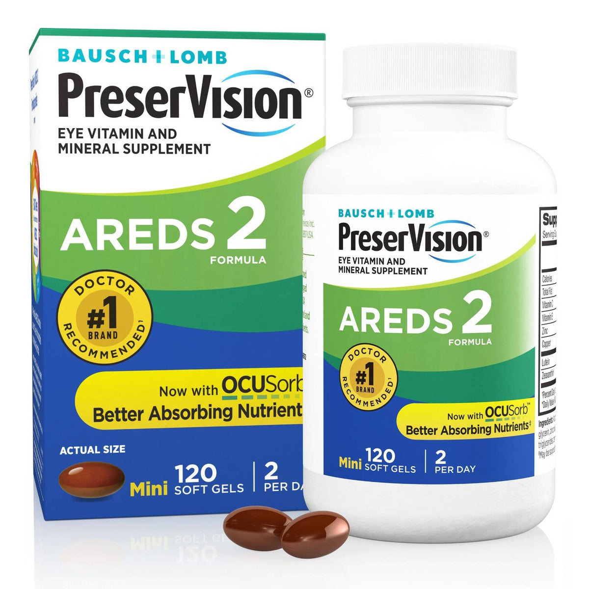 PRESERVISION AREDS 2 EYE VITAMIN & MINERAL SUPPLEMENT 120 MINI SOFTGELS BAUSCH + LOMB