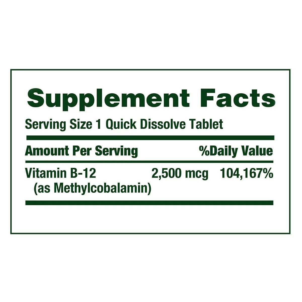 Vitamina B12 2500 mcg 300 tabletas Natures Bounty