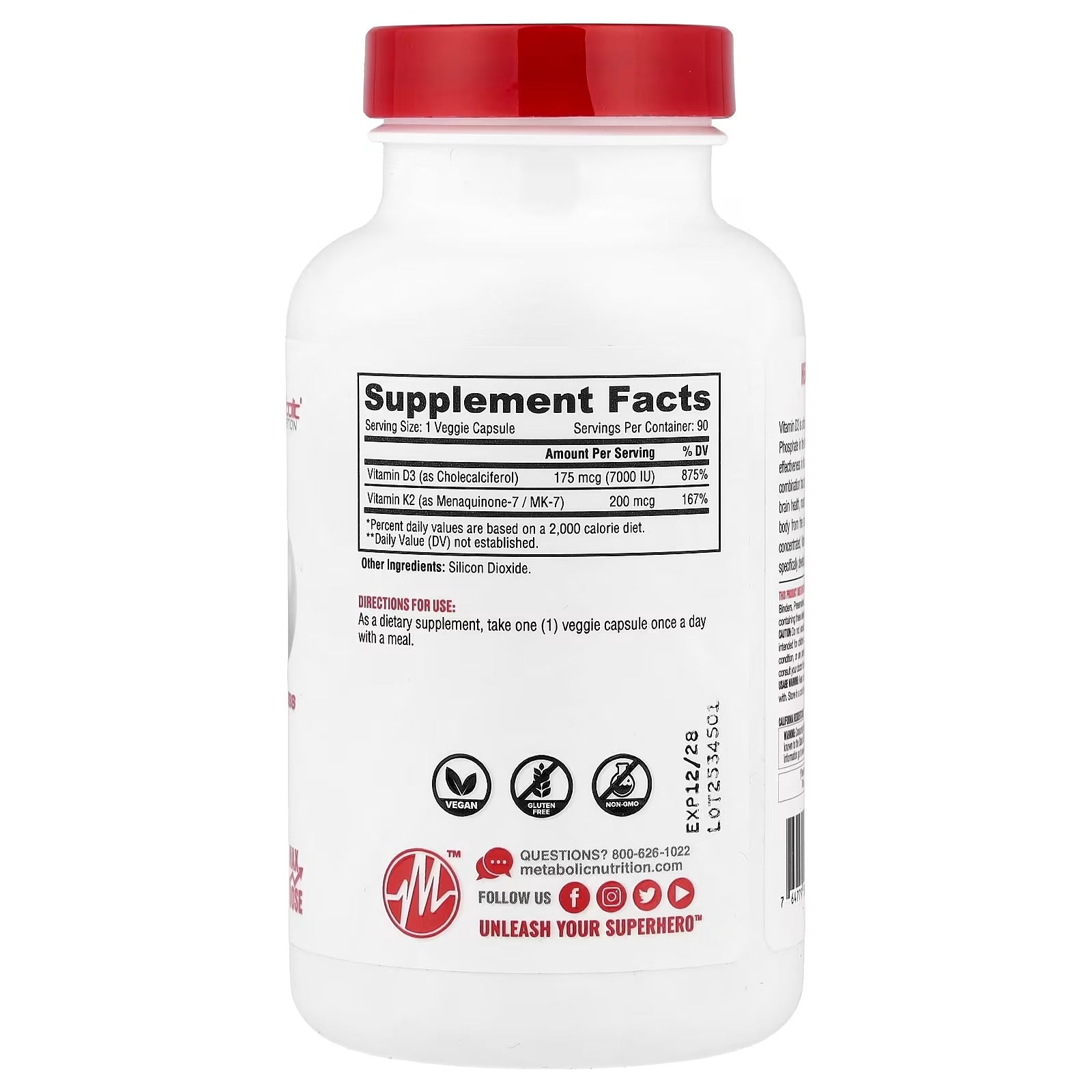 VITAMINA D3 + K2 METABOLIC 90 CAPS