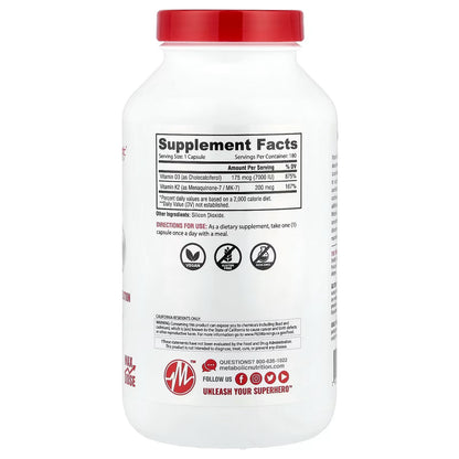 VITAMINA D3 + K2 METABOLIC 180 CAPS