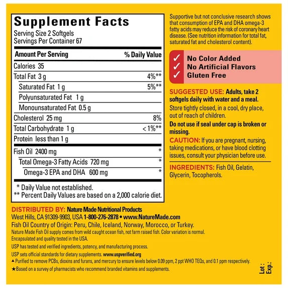 FISH OIL 2400 MG 300 SOFTGELS - NATURE MADE