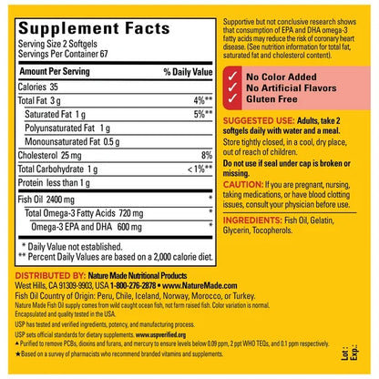 FISH OIL 2400 MG 300 SOFTGELS - NATURE MADE