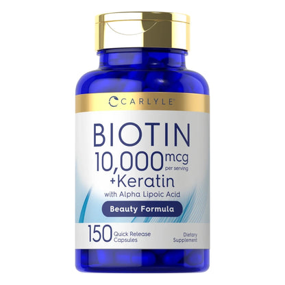 Biotin 10,000 mcg 150 capsules Carlyle