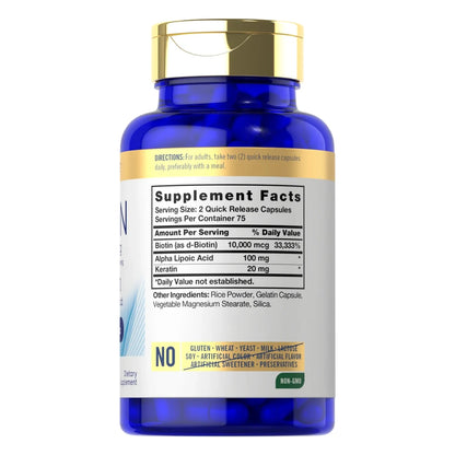 Biotin 10,000 mcg 150 capsules Carlyle