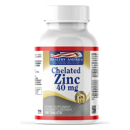 Chelated Zinc 40 mg 100 tabletas - Healthy America