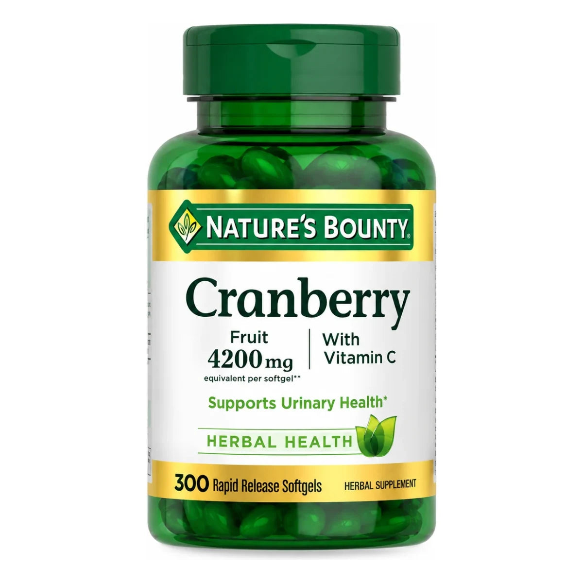 Cranberry con Vitamina C 4200 mg 300 Cápsulas Blandas Natures Bounty