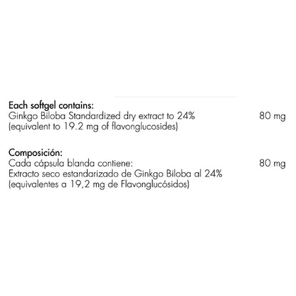 Ginkgo Biloba 80mg 90 Softgels