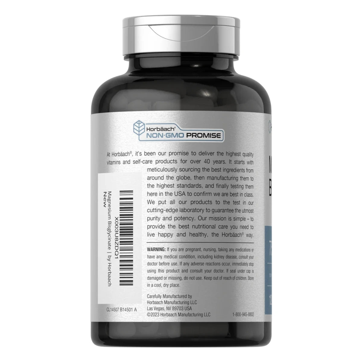 Bisglycinato de Magnesio 750 mg x 120 caps Horbaach
