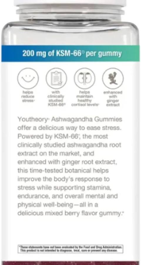 Ashwagandha Gummies KSM-66 200 mg 180 Gomitas - Youtheory
