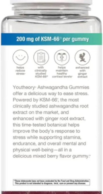 Ashwagandha Gummies KSM-66 200 mg 180 Gomitas - Youtheory