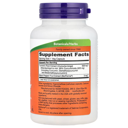 Turmeric Curcumin + Bioperine 90 Capsulas - NOW Foods
