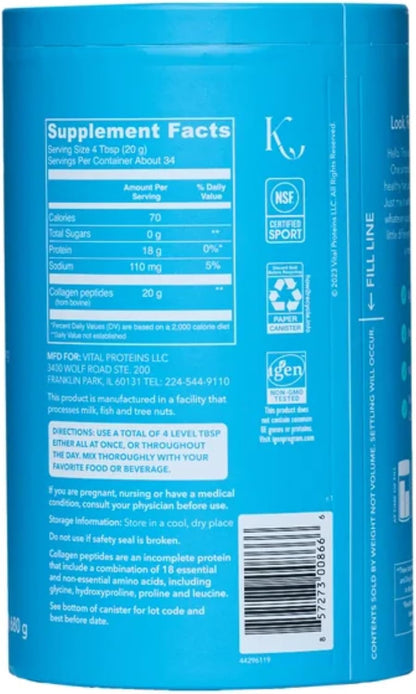 COLLAGEN PEPTIDES 24 OZ POWDER - VITAL PROTEINS