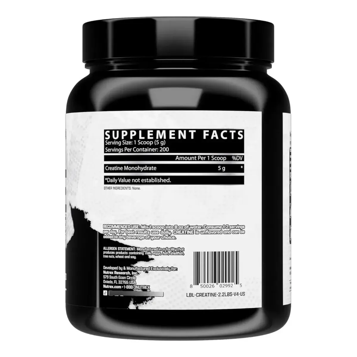CREATINA NUTREX MONOHIDRATADA 200 SERVICIOS UNFLAVORED - NUTREX