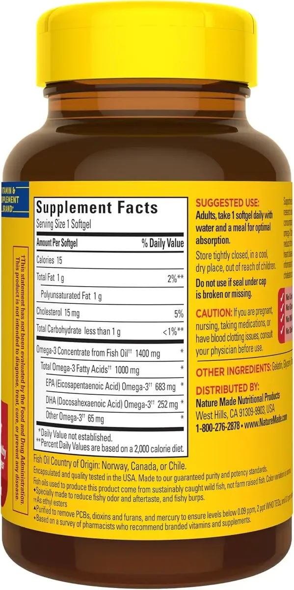 OMEGA 3 1400 MG X 45 SOFTGELS - NATURE MADE