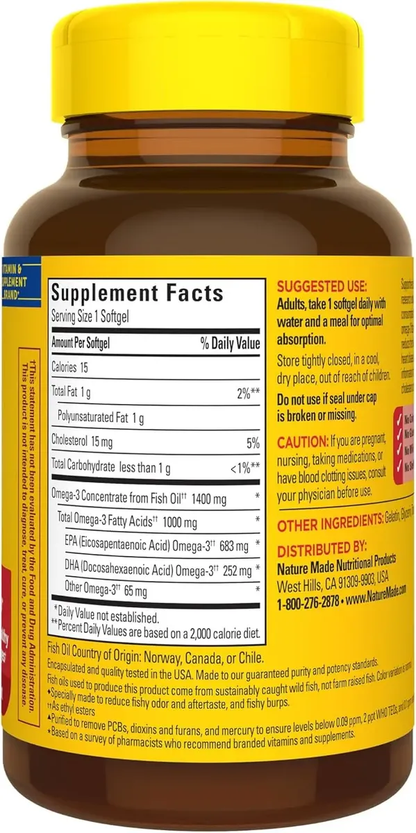 OMEGA 3 1400 MG X 45 SOFTGELS - NATURE MADE