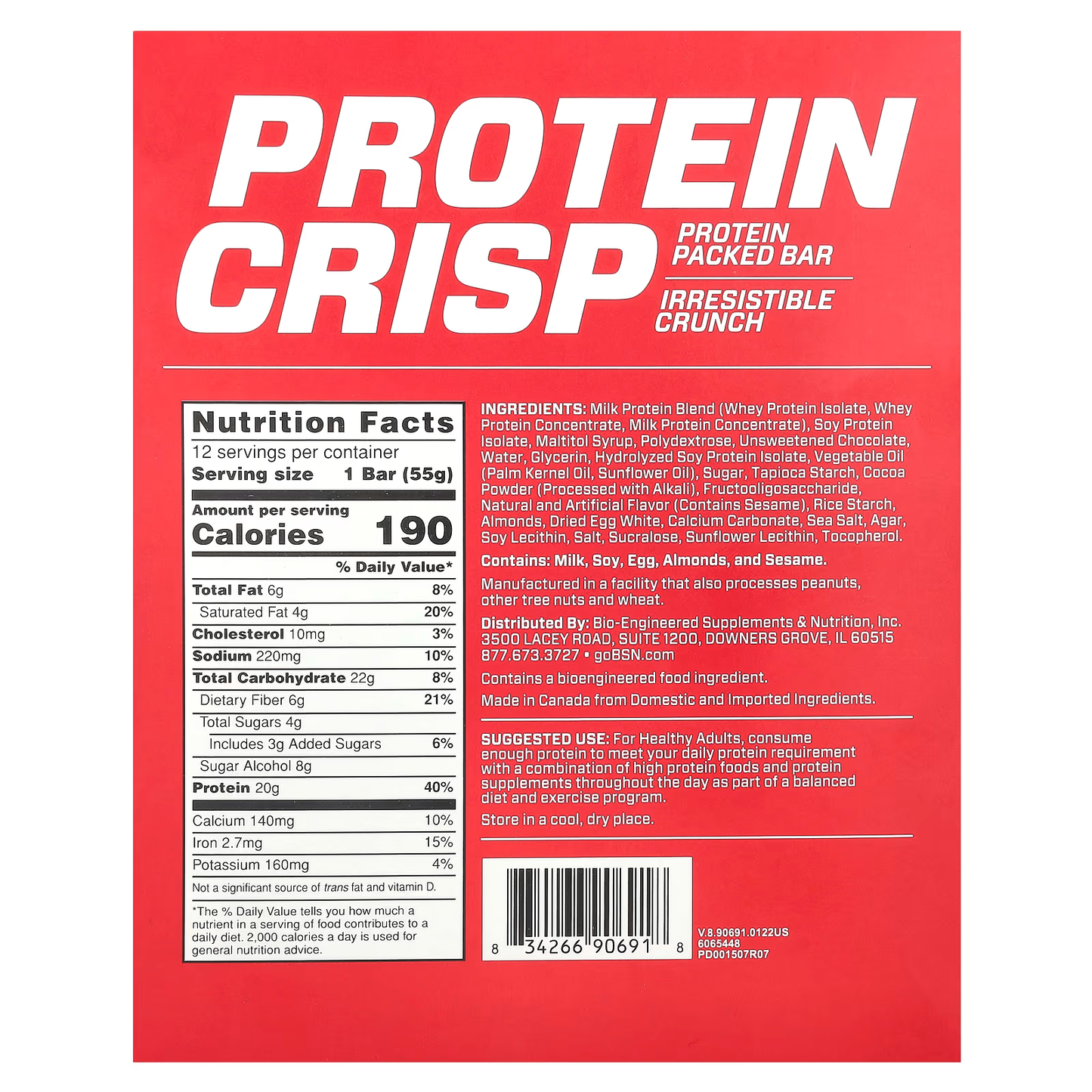 BARRA DE PROTEINA CHOCOLATE CRUNCH BNS - BSN