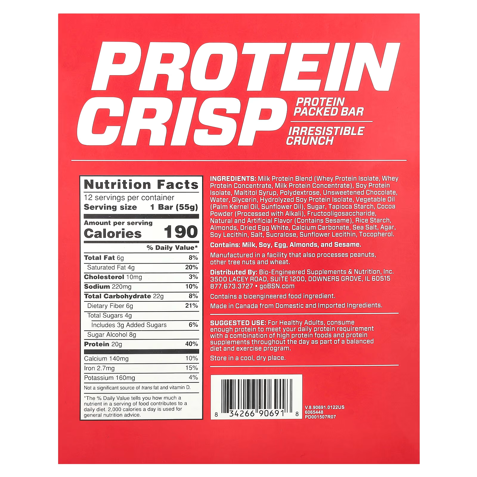 BARRA DE PROTEINA CHOCOLATE CRUNCH BNS - BSN