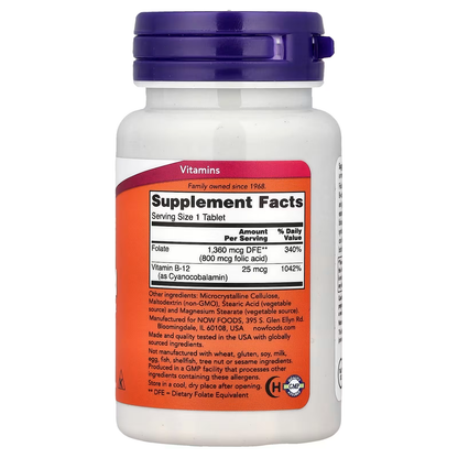 FOLIC ACID 800 MCG 250 TABS - NOW