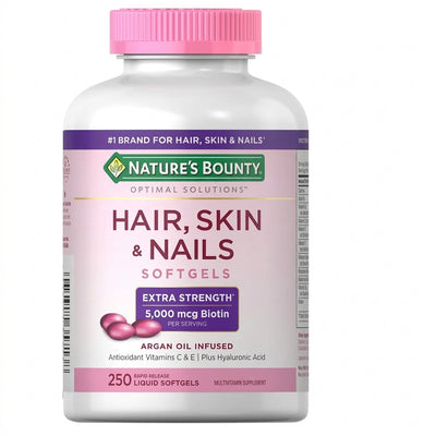 Hair Skin & Nails 5000 mcg - 250 cápsulas - Nature’s Bounty