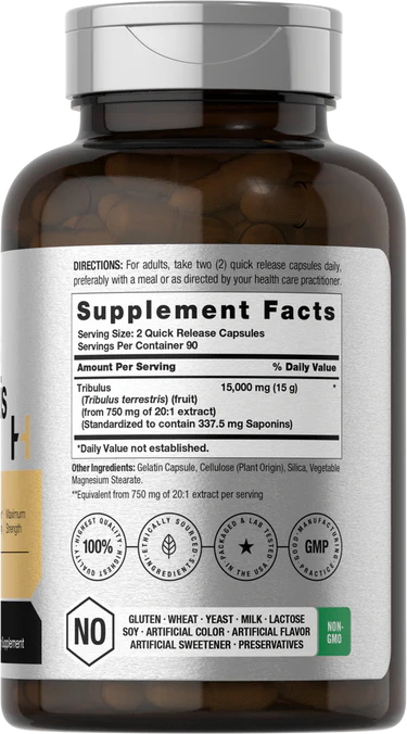 TRIBULUS TERRESTRIS 15000 MG 180 CÁPSULAS - HORBAACH