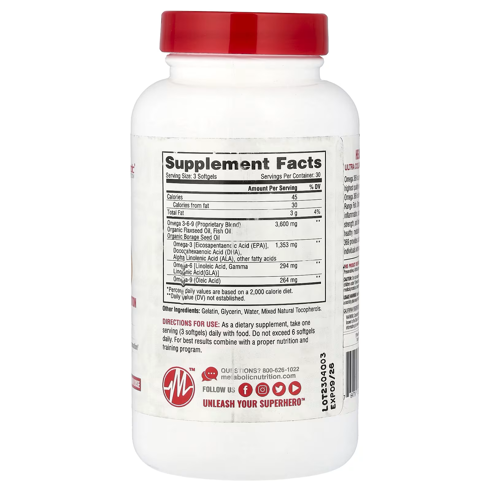 OMEGA 369 90 SOFTGELS - METABOLIC NUTRITION