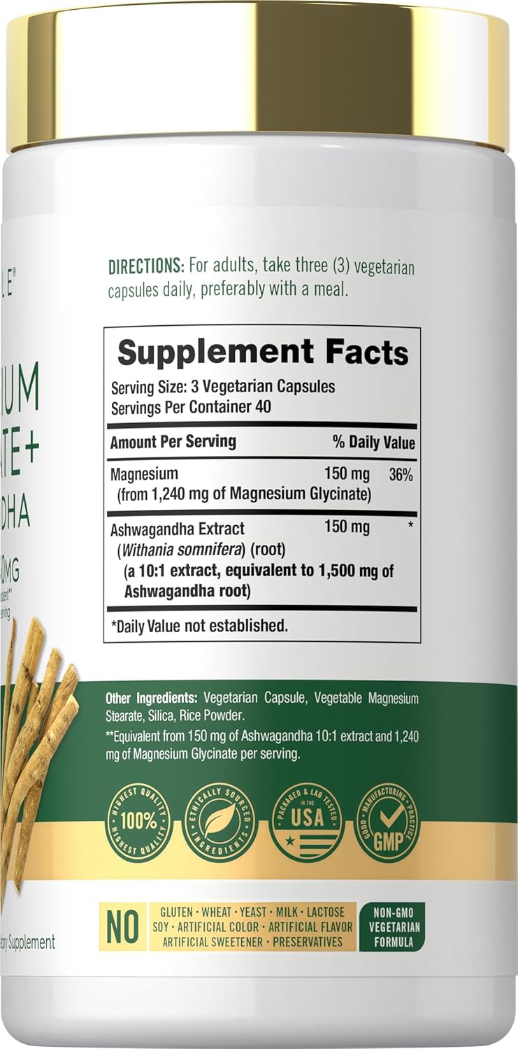 MAGNESIO GLYCINATE + ASHWAGANDHA 2740 MG 120 CÁPSULAS - CARLYLE