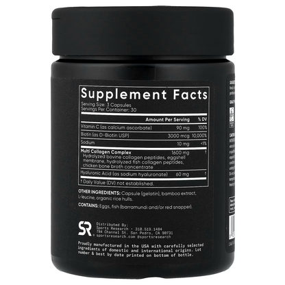 Multi Collagen + Biotin 3000 mcg 180 Capsulas - Sports Research