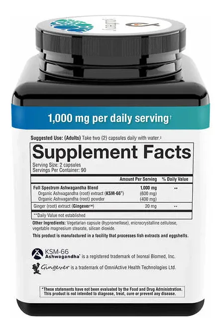 ASHWAGANDHA 1000 MG 180 CÁPSULAS - YOUTHEORY
