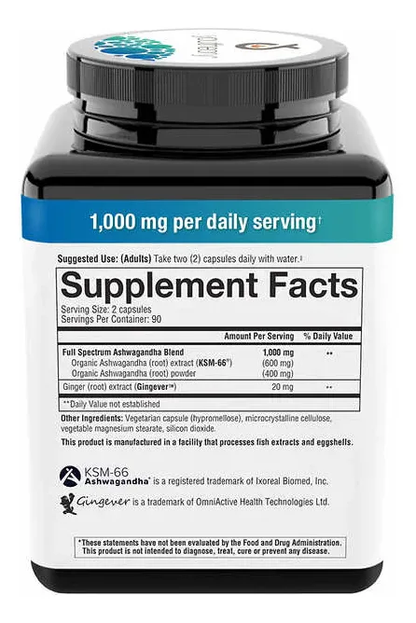 ASHWAGANDHA 1000 MG 180 CÁPSULAS - YOUTHEORY
