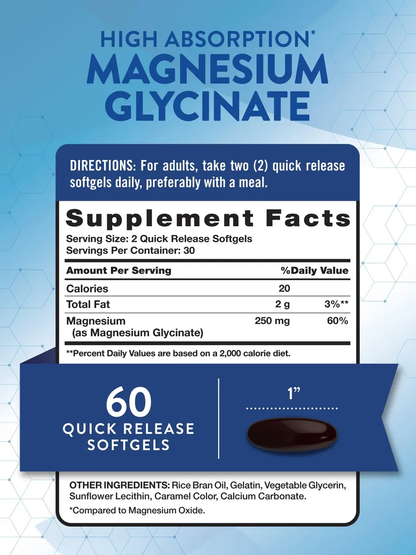 GLYCINATO DE MAGNESIO 250 MG 60 CAPSULAS GEL - NATURE´S TRUTH