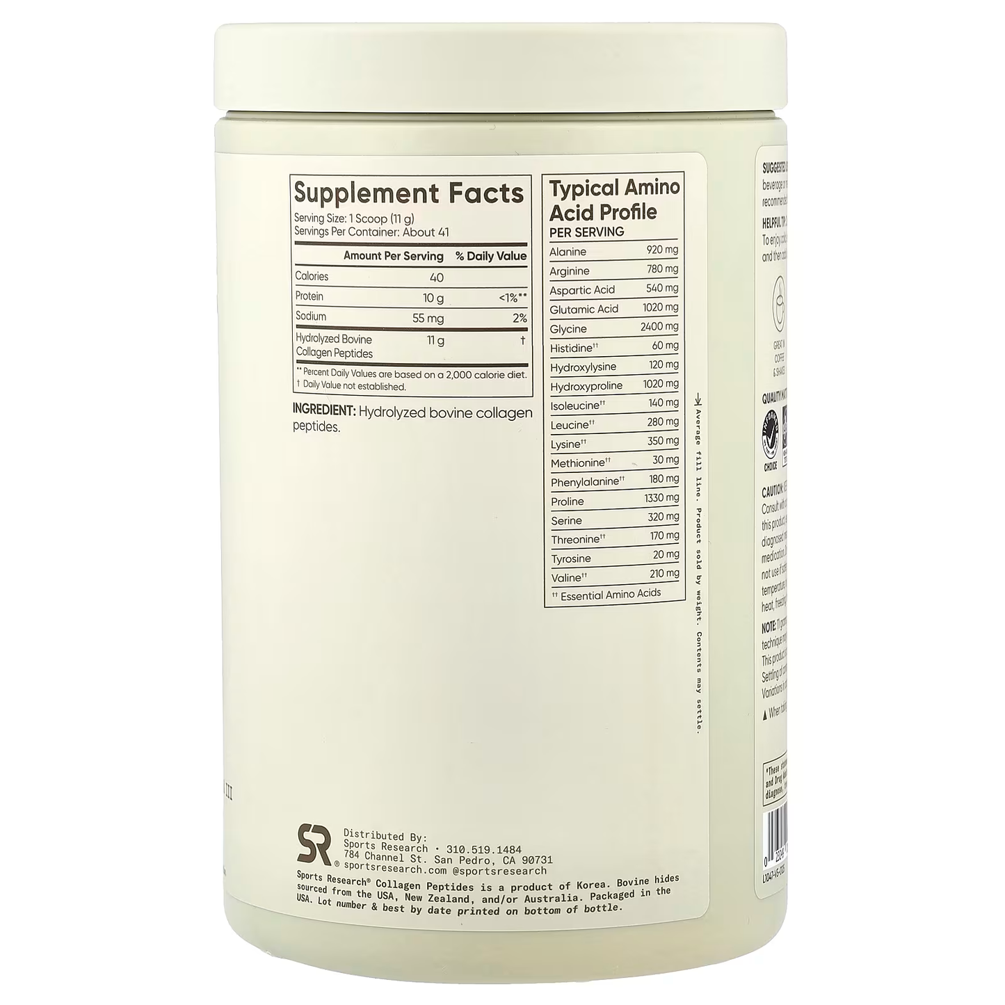 COLLAGEN PEPTIDES 16 OZ - SPORTS RESEARCH