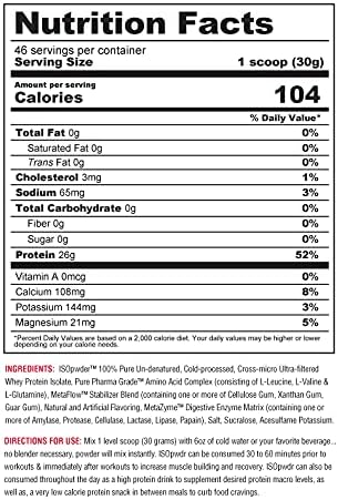 ISO PWDR STRAWBERRY CREME 3.04 LB / 46 SERVICIOS - METABOLIC NUTRITION
