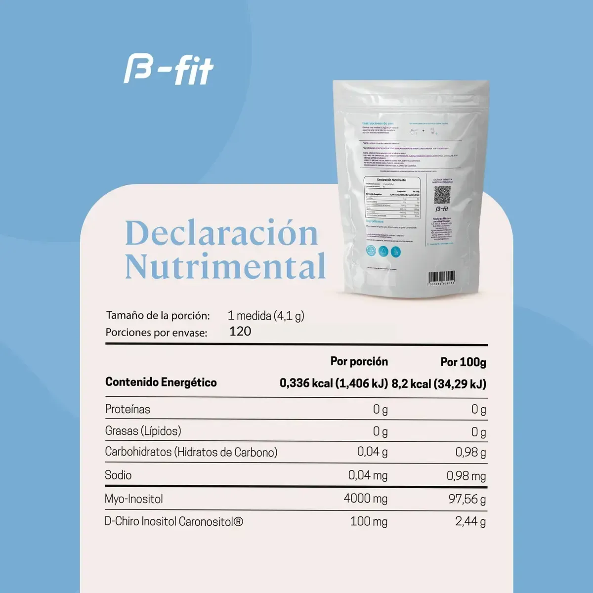 JUST INOSITOL CARONOSITOL 40:1 90 PORCIONES - B-FIT