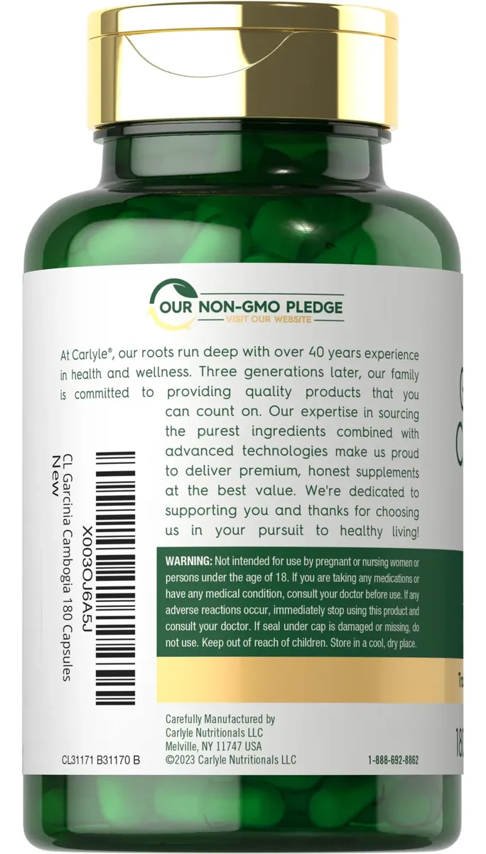 GARCINIA CAMBOGIA 3000 MG 180 CAPSULAS - CARLYLE