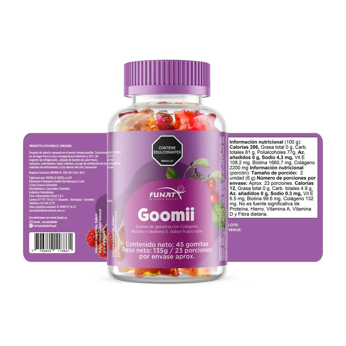 Gomitas Colágeno y Biotina 45 Unidades - Funat