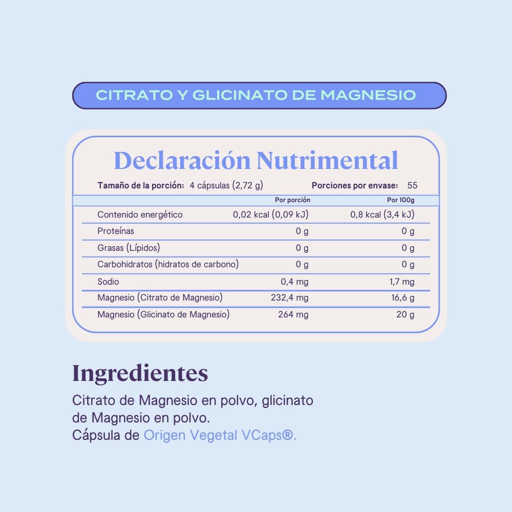 Citrato y Glicinato de Magnesio 220 Capsulas - B-Fit