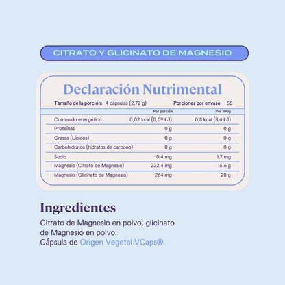 Citrato y Glicinato de Magnesio 220 Capsulas - B-Fit