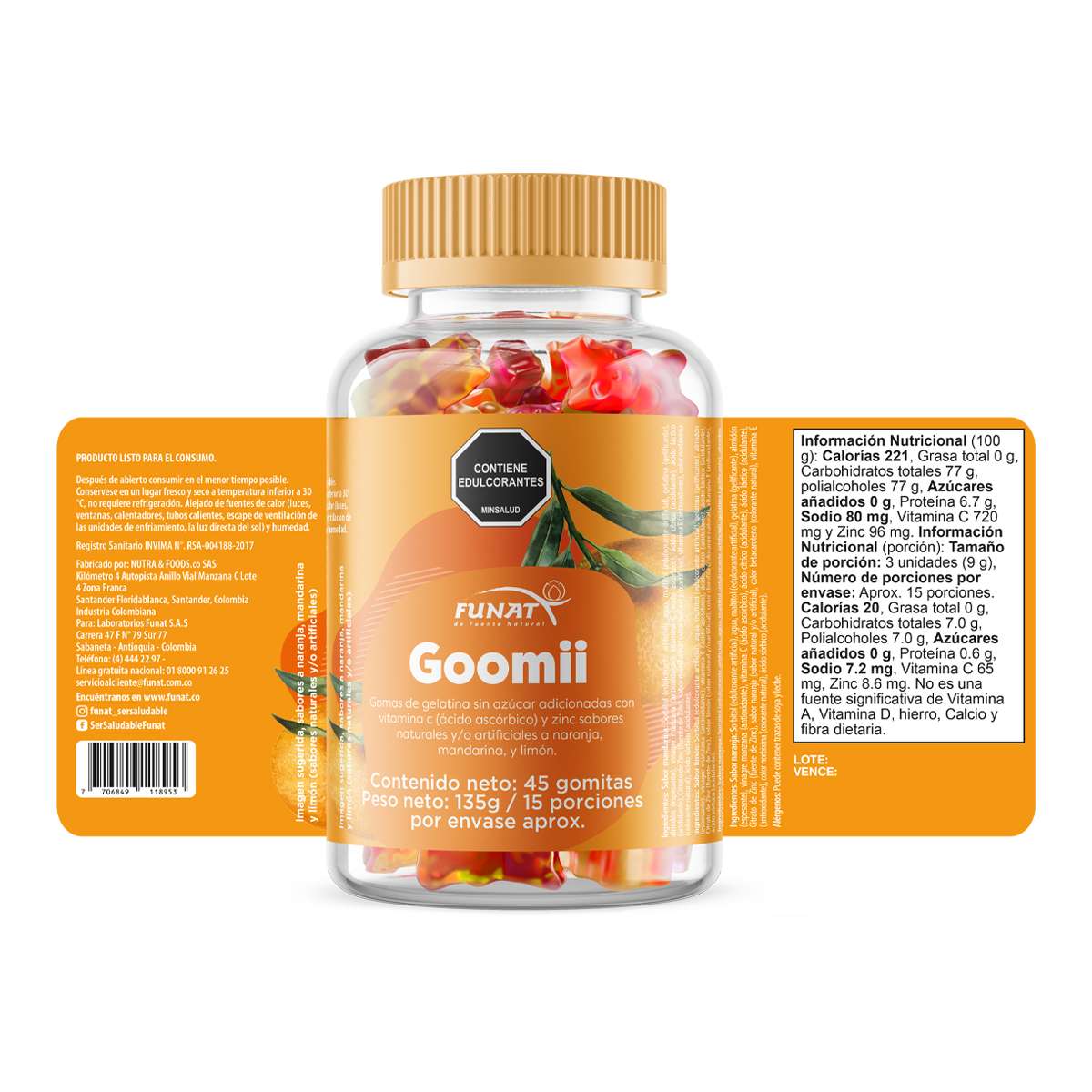 Gomitas Vitamina C+zinc 45 Unidades - Funat