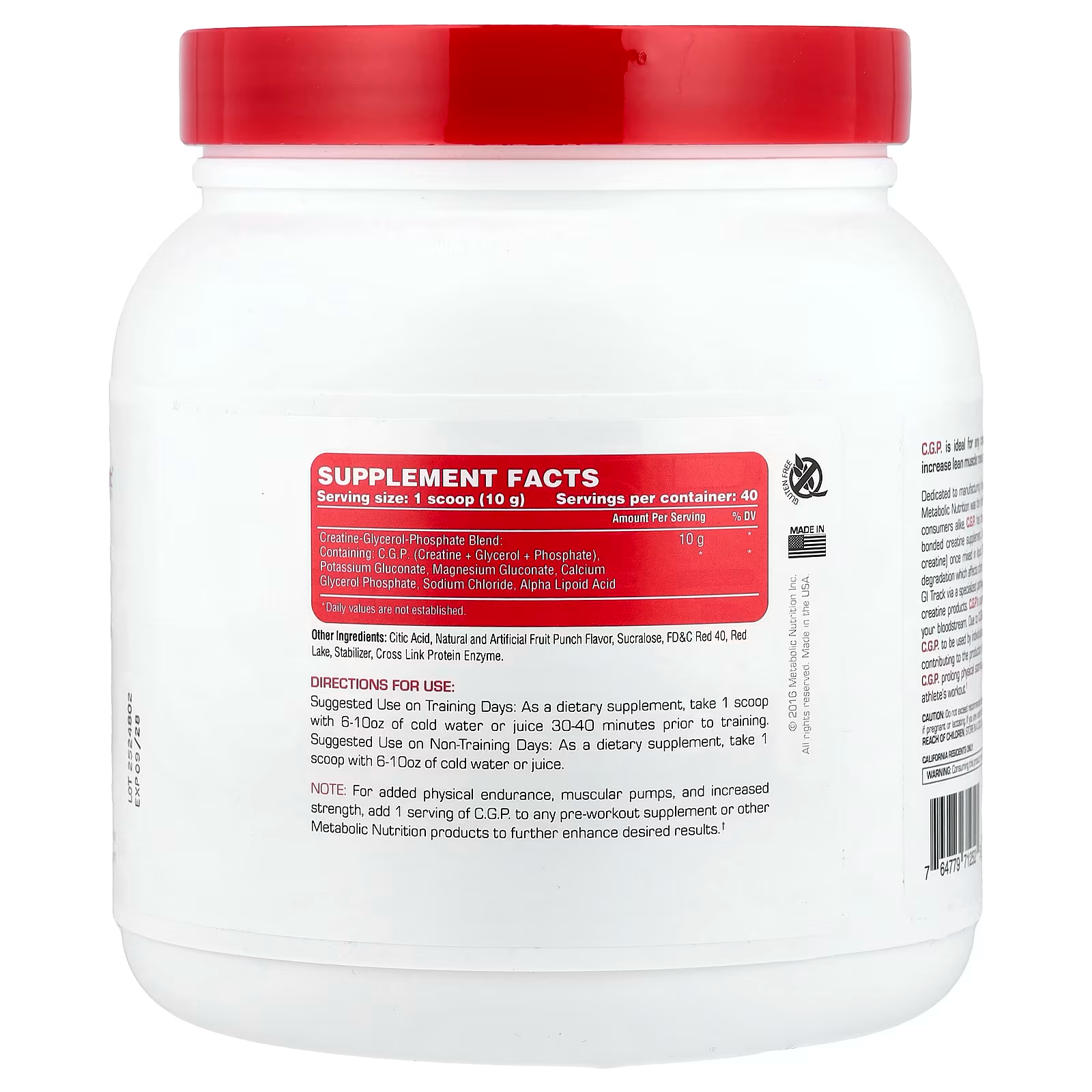 CREATINA C.G.P 400 G FRUIT PUNCH - METABOLIC NUTRITION