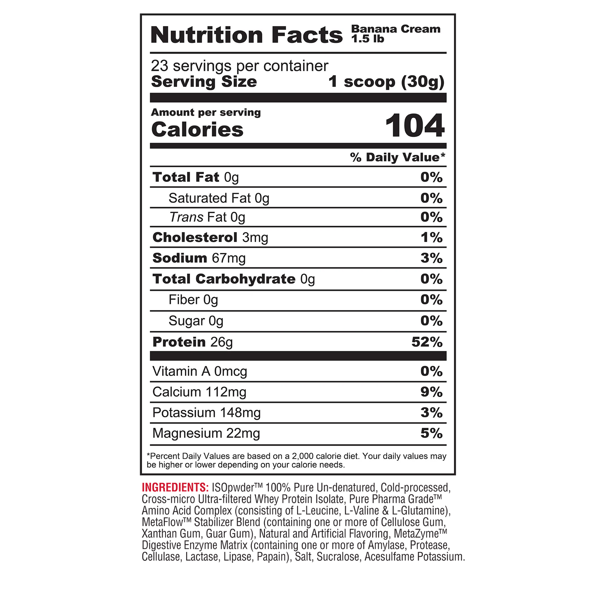 ISO PWDR BANANA CREAM 3.04 LB - METABOLIC NUTRITION