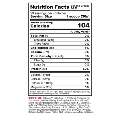 ISO PWDR BANANA CREAM 3.04 LB - METABOLIC NUTRITION